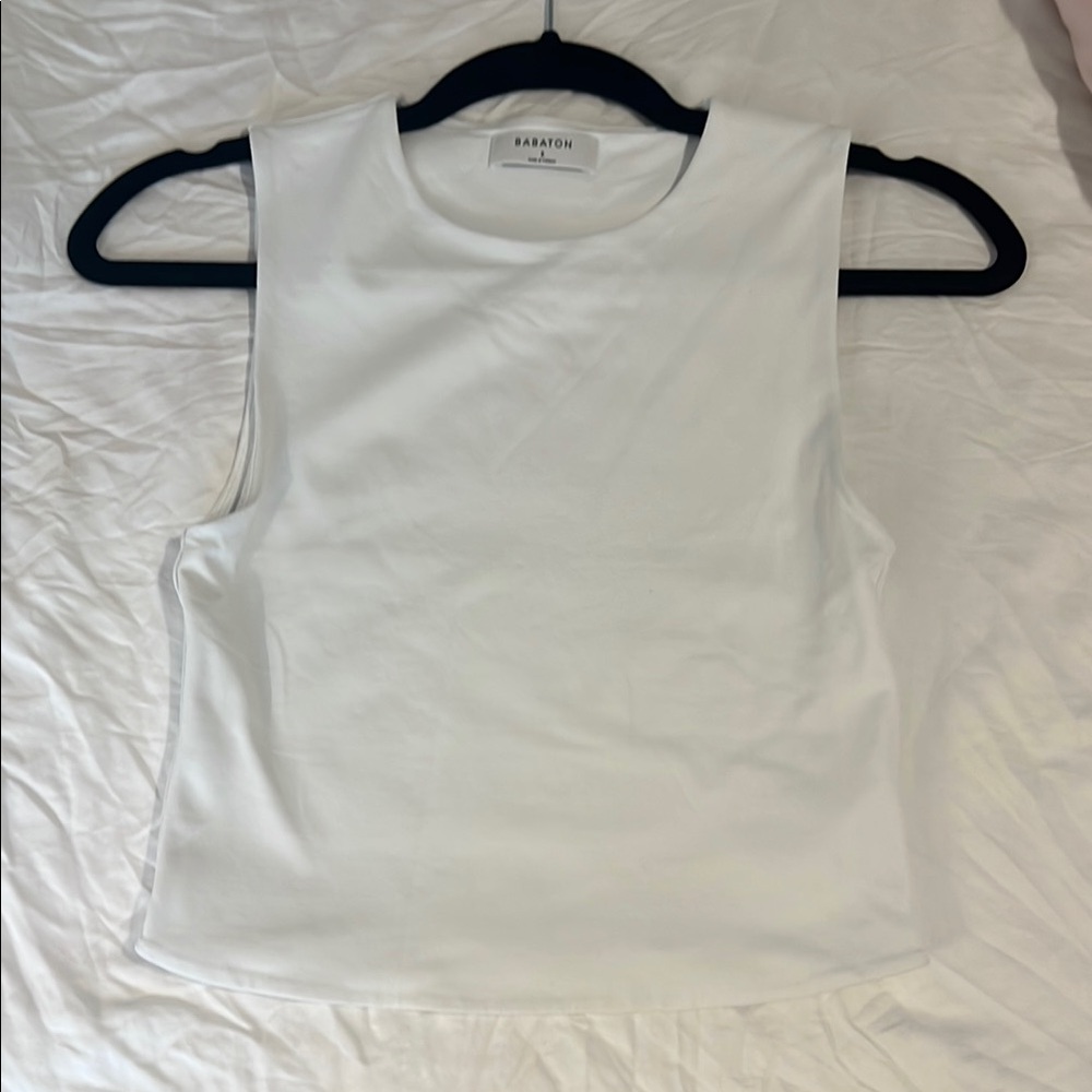 Babaton White Sleeveless Crop Muscle Tee